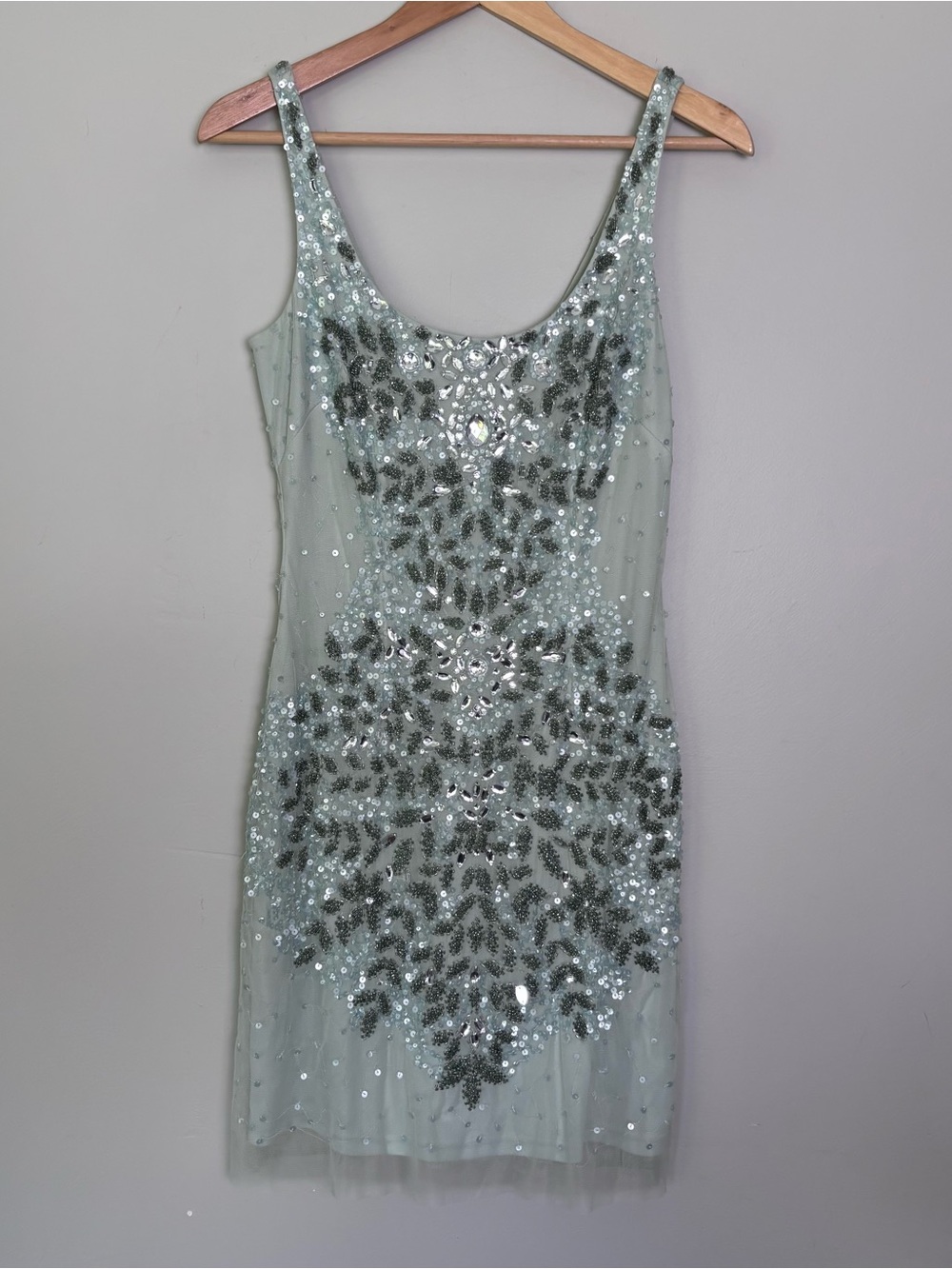 Adrianna Papell Beaded Bejeweled Mint Green Sheath Dress-Size 6-Party/Cocktail